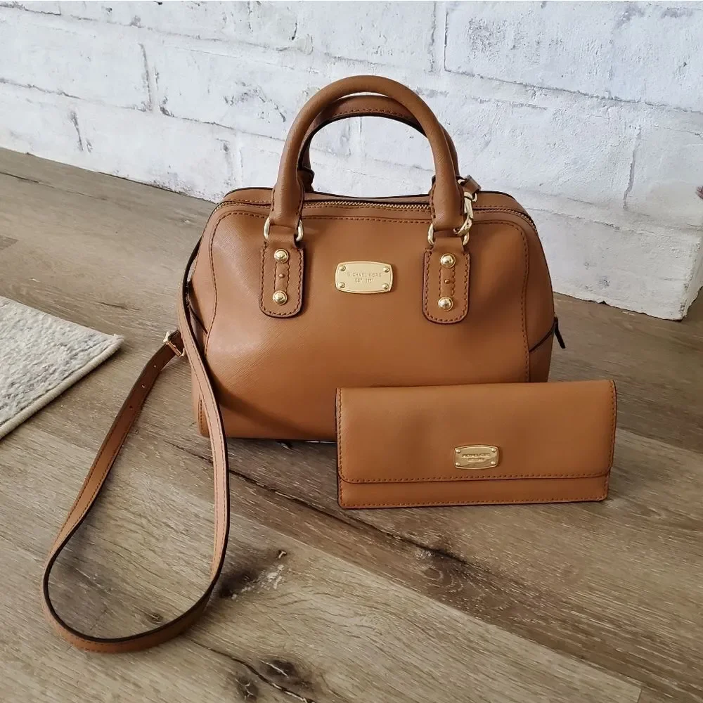 Michael Kors Saffiano Leather Crossbody Satchel and Bi-fold Wallet